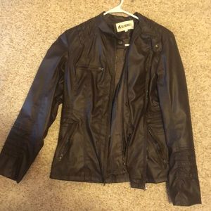 Blivener dark brown faux leather jacket